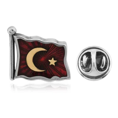 Gümüş Türk Bayrağı Rozet