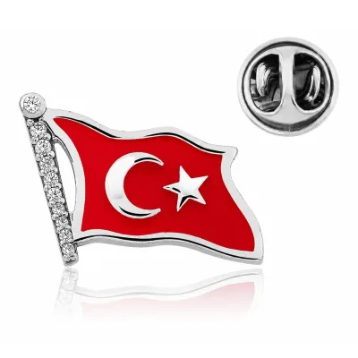 Gümüş Türk Bayrağı Rozet