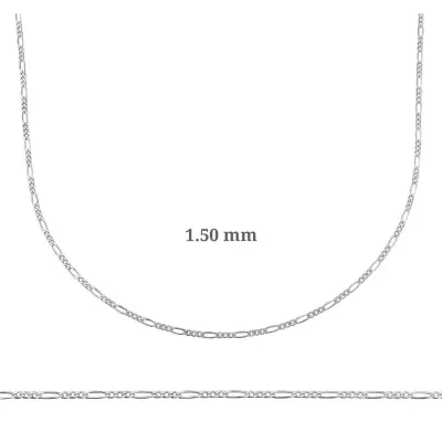 1.50 mm Gümüş Figaro Zincir - 0.40 mikron