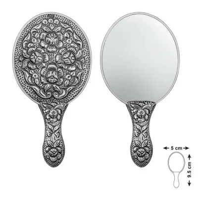 Gümüş Gül Motifli El Aynası