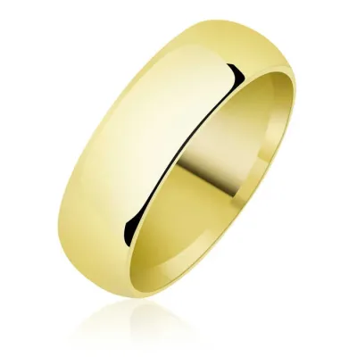 6 mm Düz Bombeli Gold Gümüş Alyans