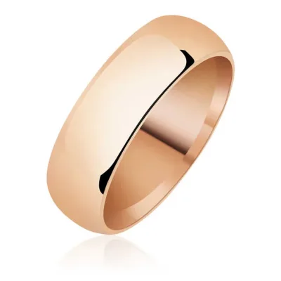 6 mm Düz Bombeli Rose Gümüş Alyans
