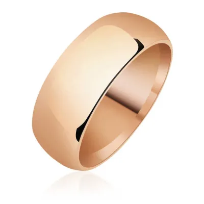 8 mm Düz Bombeli Rose Gümüş Alyans