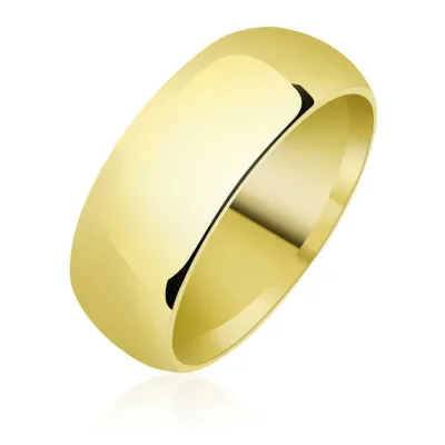 8 mm Düz Bombeli Gold Gümüş Alyans