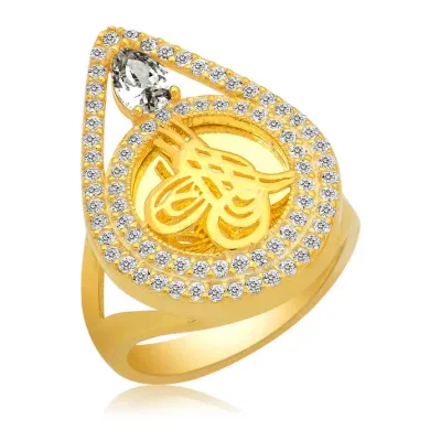 Gümüş Gold Tuğralı Bayan Yüzük