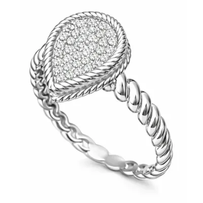Gümüş Damla Zirkon Taşlı Kadın Yüzük
