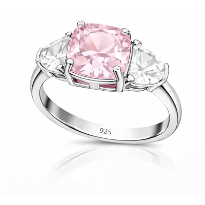 Gümüş Pembe Zirkon Taşlı Kadın Yüzük