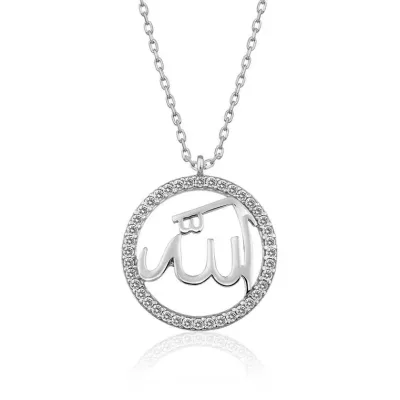 Gümüş Arapça Allah Yazılı Bayan Kolye