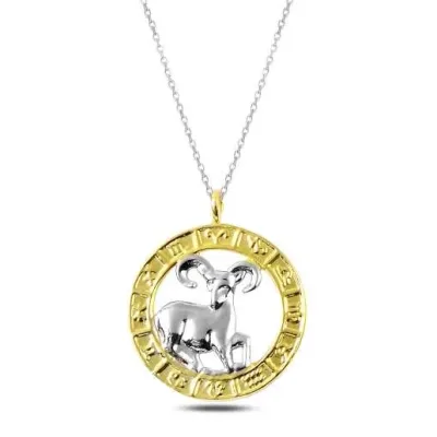 Gümüş Gold Koç Burcu Kolye
