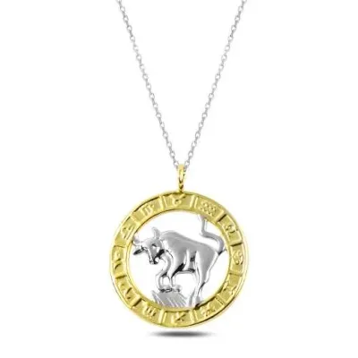 Gümüş Gold Boğa Burcu Kolye