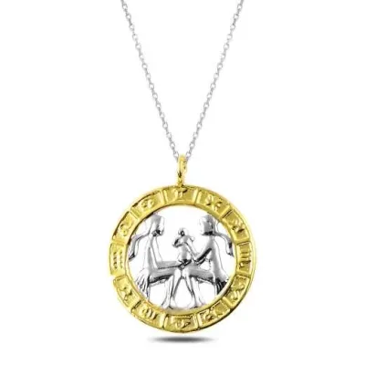 Gümüş Gold İkizler Burcu Kolye