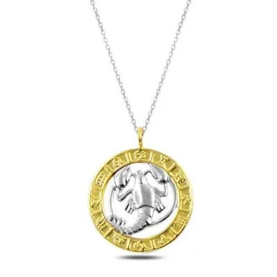 Gümüş Gold Yengeç Burcu Kolye