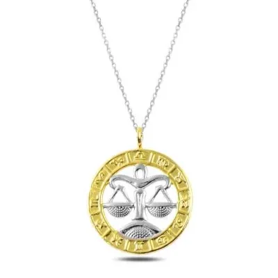 Gümüş Gold Terazi Burcu Kolye
