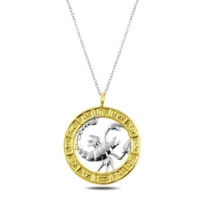 Gümüş Gold Akrep Burcu Kolye