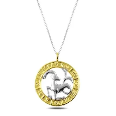 Gümüş Gold Oğlak Burcu Kolye