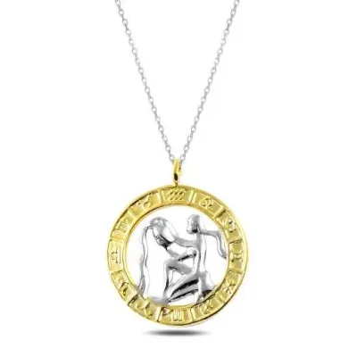 Gümüş Gold Kova Burcu Kolye
