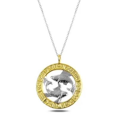 Gümüş Gold Balık Burcu Kolye