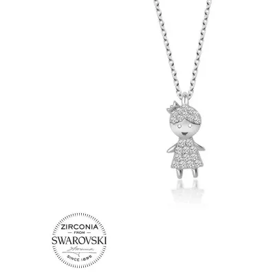 Swarovski Taşlı Gümüş Çocuk Bayan Kolye