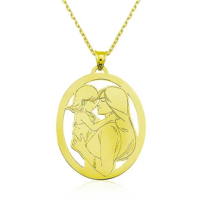 Gümüş Gold Anne Kız Kolye