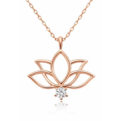 Gümüş Rose Lotus Çiçeği Kadın Kolye