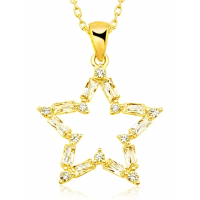 Gümüş Gold Baget Taşlı Yıldız Kadın Kolye