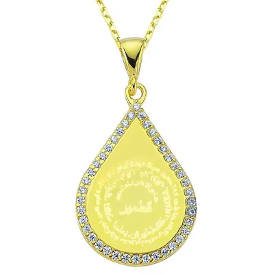 Gümüş Gold Damla Kıtmir Duası Kadın Kolye