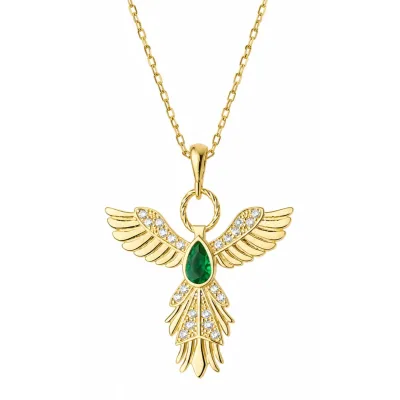 Gümüş Anka Kuşu Figürlü Gold Kadın Kolye