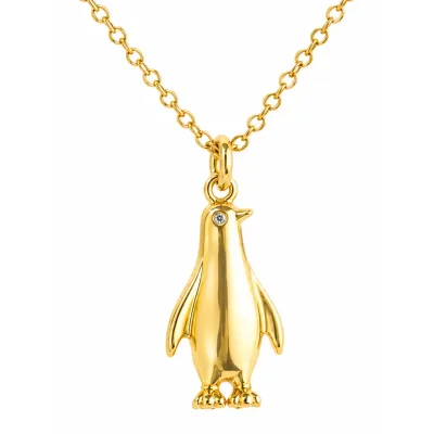 Gümüş Gold Penguen Kadın Kolye