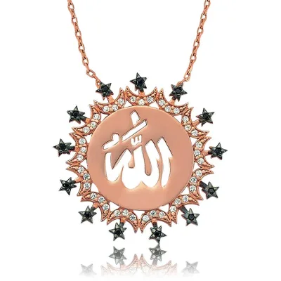 Gümüş Allah Yazılı Bayan Kolye