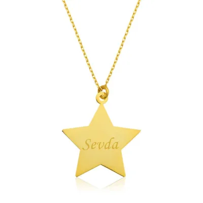 Gümüş Gold Kişiye Özel İsimli Yıldız Kolye
