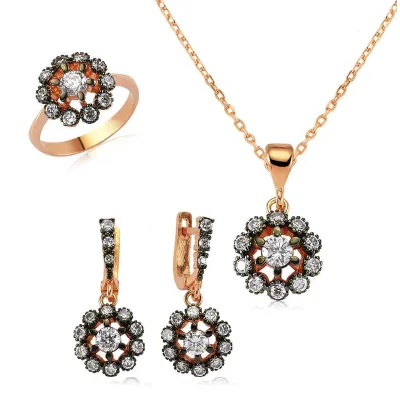Gümüş Elmas Model Çiçek Bayan Set