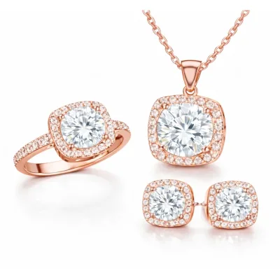 Gümüş Rose Kare Montür Kadın Set
