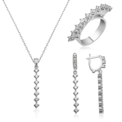 Gümüş Sıra Taşlı Bayan Set