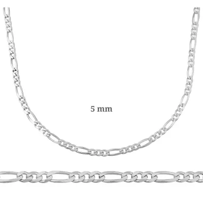 5 mm Gümüş Figaro Zincir - 140 mikron