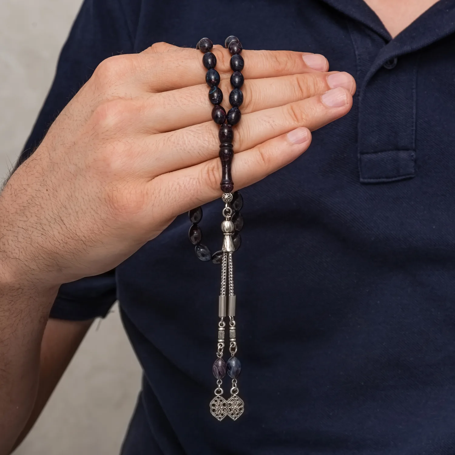 Metal Püsküllü Arpa Kesim Tesbih görsel 2