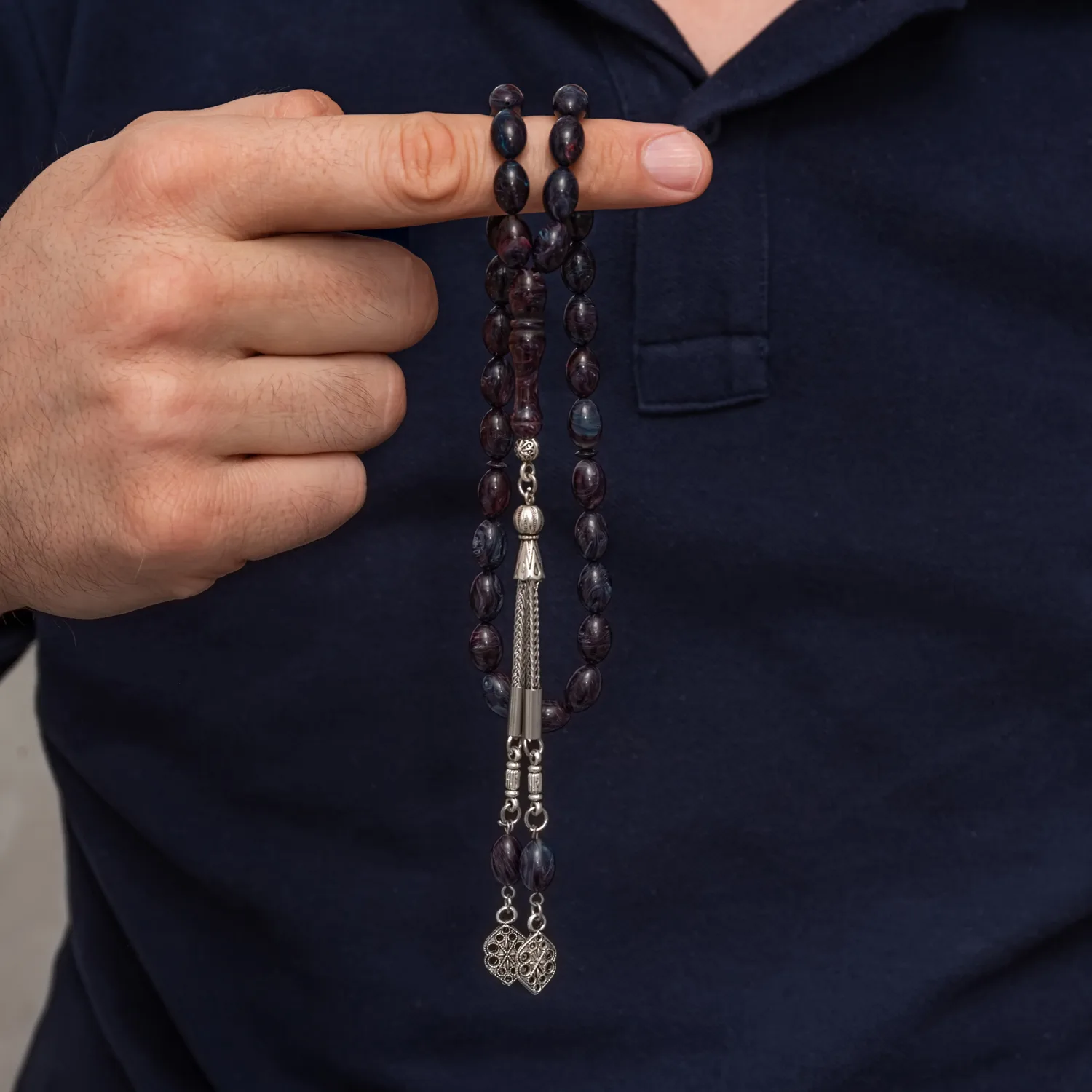 Metal Püsküllü Arpa Kesim Tesbih görsel 3