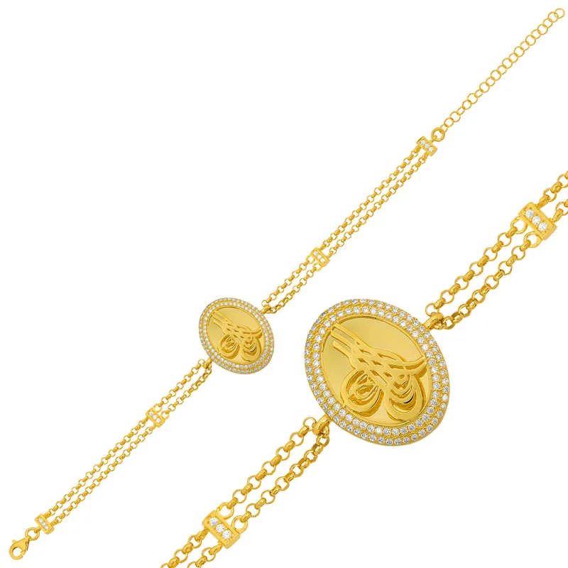 Gümüş Gold Tuğralı Bayan Bileklik görsel 1