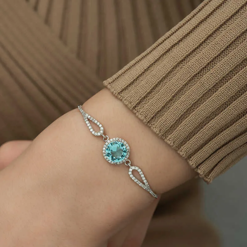 Gümüş Aquamarine Bayan Bileklik görsel 1