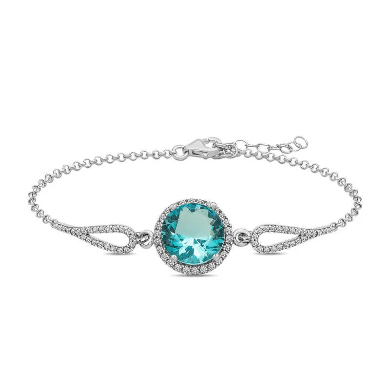 Gümüş Aquamarine Bayan Bileklik görsel 2