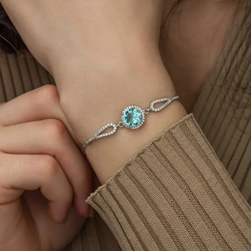 Gümüş Aquamarine Bayan Bileklik görsel 3