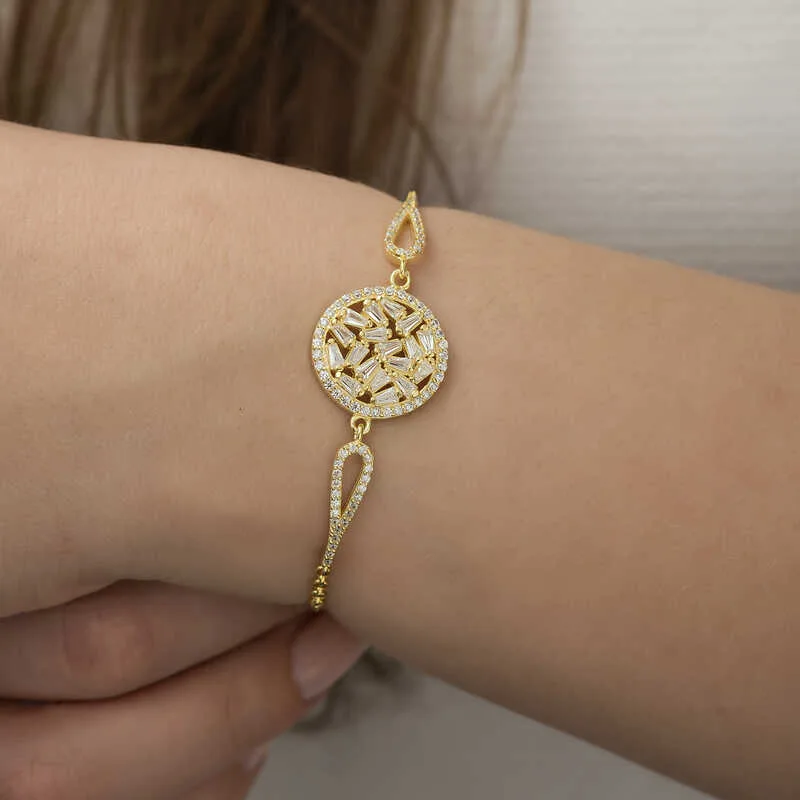Gümüş Gold Baget Taşlı Bileklik görsel 3