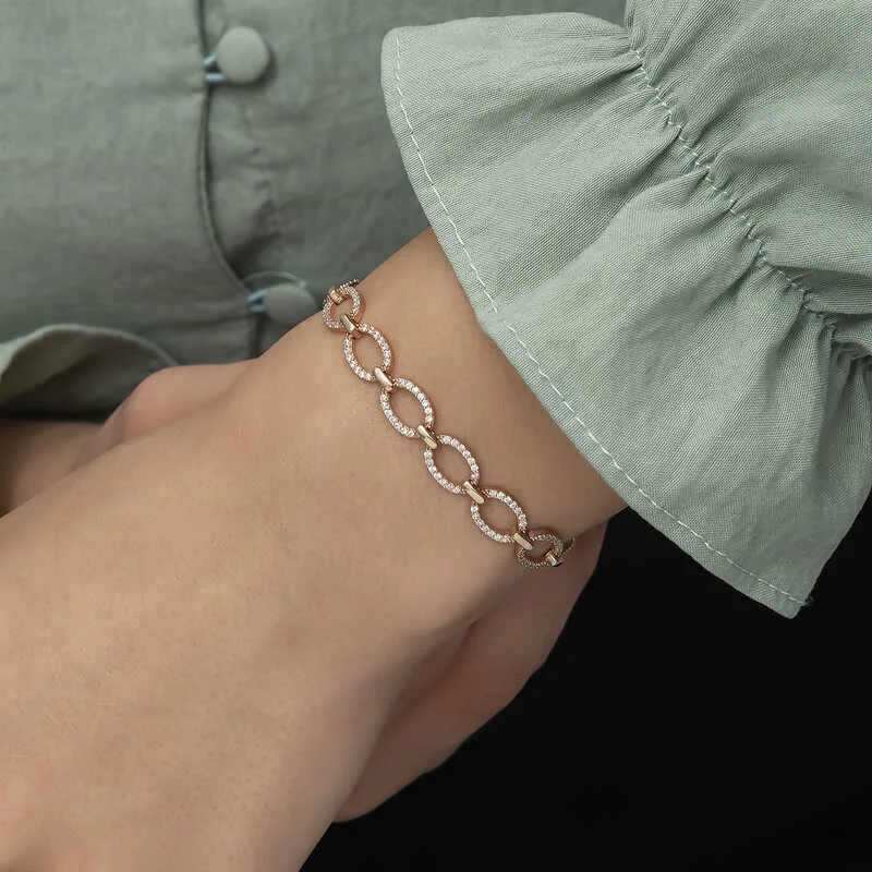 Gümüş Rose Oval Taşlı Bayan Bileklik görsel 5