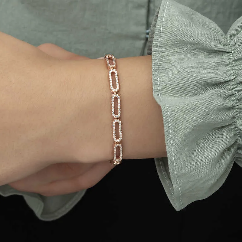 Gümüş Rose Oval Taşlı Bayan Bileklik görsel 2
