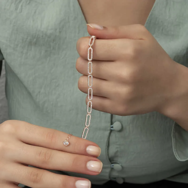 Gümüş Rose Oval Taşlı Bayan Bileklik görsel 4