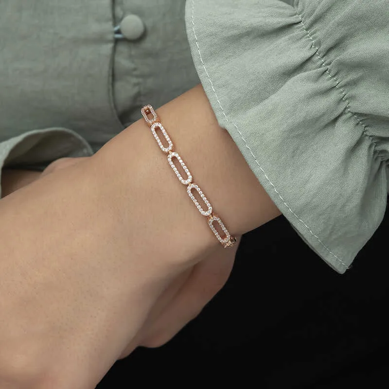 Gümüş Rose Oval Taşlı Bayan Bileklik görsel 5