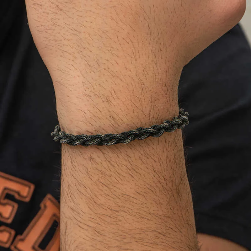 Gümüş Kazaziye Örgü Bileklik görsel 4