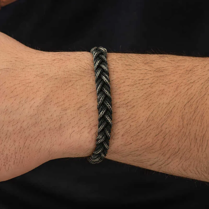 Gümüş Kazaziye Örgü Bileklik görsel 2