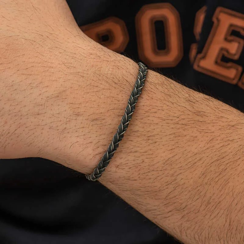 Gümüş Kazaziye Örgü Bileklik görsel 2