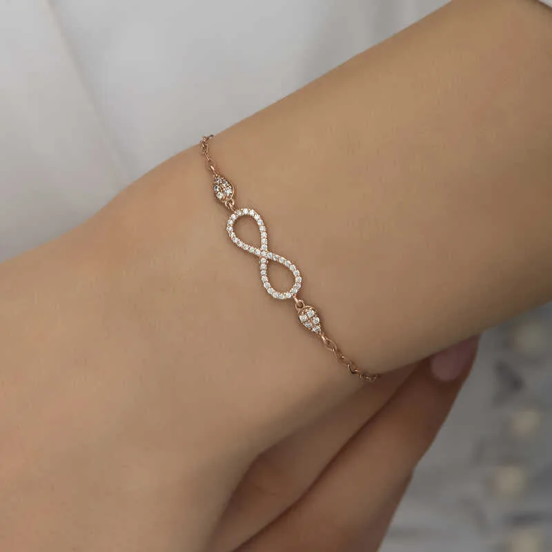 Gümüş Rose Sonsuzluk Kadın Bileklik görsel 3