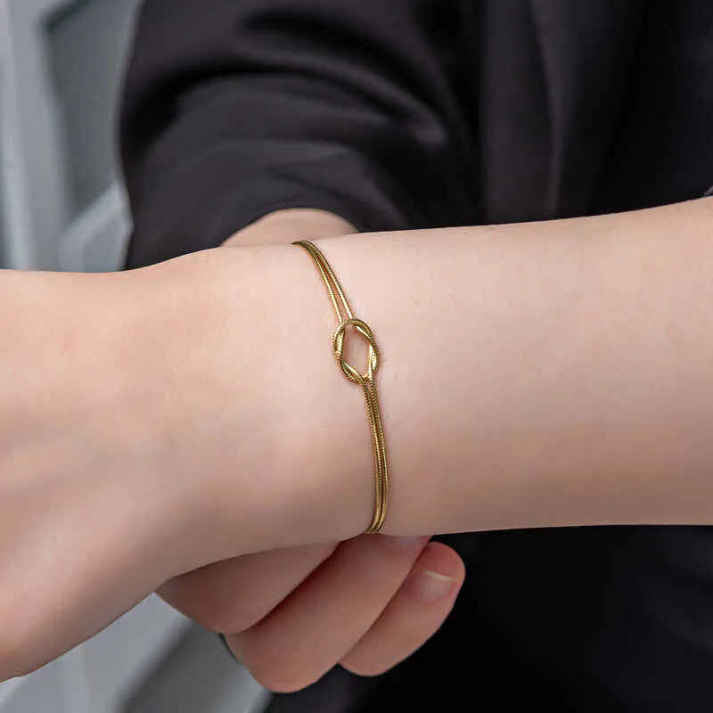 Gümüş Gold Aşk Düğüm Kadın Bileklik görsel 3